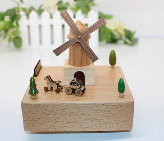 Windmill Wooden Music Box