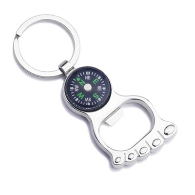 Foot Shape Bottle Opener Keychain w/ Compass