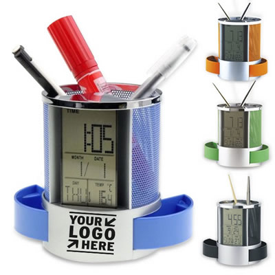 Desk Organizer with Multi Function Clock