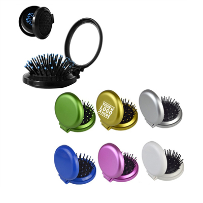 Fancy Folding Pocket Hair Comb with Mirror