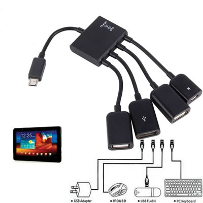 4 Port Micro USB OTG Hub Cable
