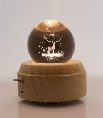 3D Crystal Ball Luminous Rotating Musical Box
