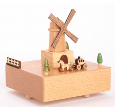 Windmill Wooden Music Box