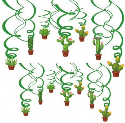 Festive Hanging Swirl Cactus Party Decoration Whirls