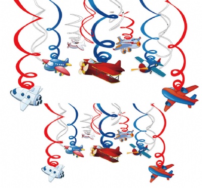 Airplanes Hanging Swirl Party Decorations Whirls