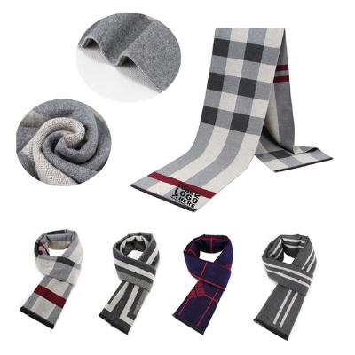 Men's Scarves Winter Plaid Soft Warm Scarf