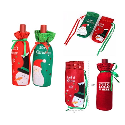 Christmas Wine Bottle Cover Bags Snowman Santa Claus