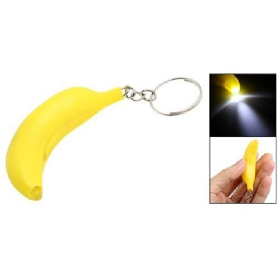 Banana Shaped Plastic LED Flashlight Keychain