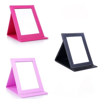 PU Leather Folding Makeup Mirror with Standing