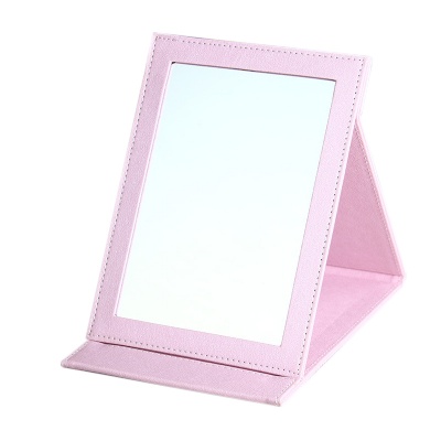 PU Leather Foldable Table Mirror w/ Stand