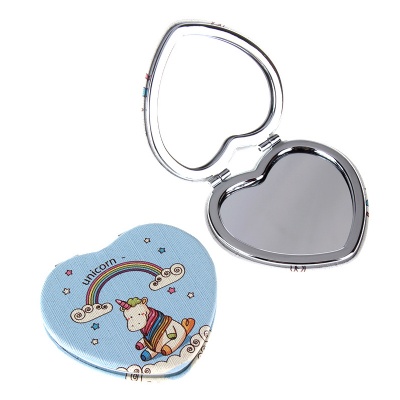 Heart Shape Compact Pocket Size PU Mirrors