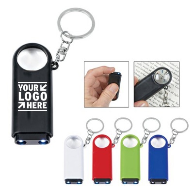 LED Light Keychain with Magnifier