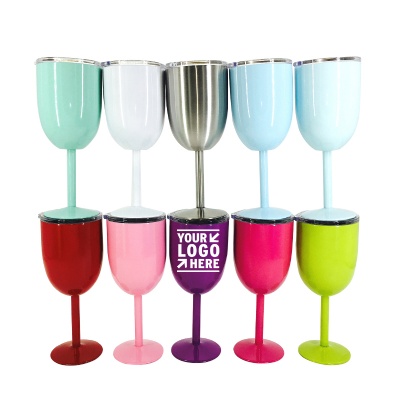10oz Double Wall Stainless Steel Goblet with Lid