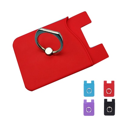 Silicone SmartPhone Wallet with Metal Ring Stand