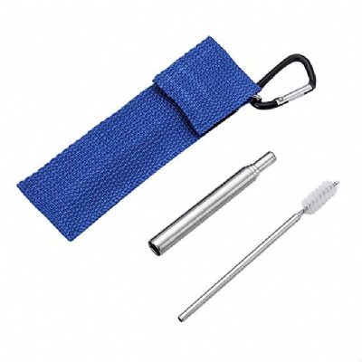 Telescopic Metal Straw w/ Bag Cleaning Brush