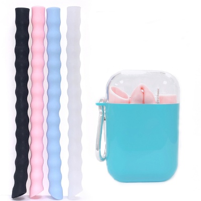 Foldable Silicone Smoothie Straw with Case Brush