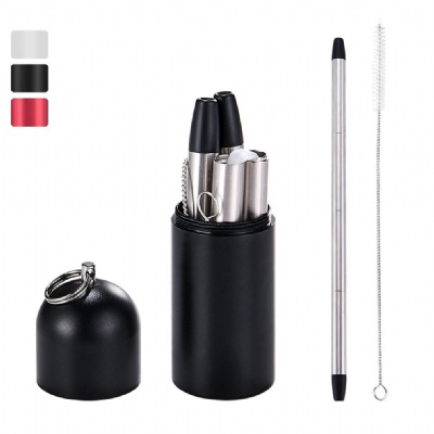 Collapsible Stainless Steel Straw w/ Case Cleaning Brush