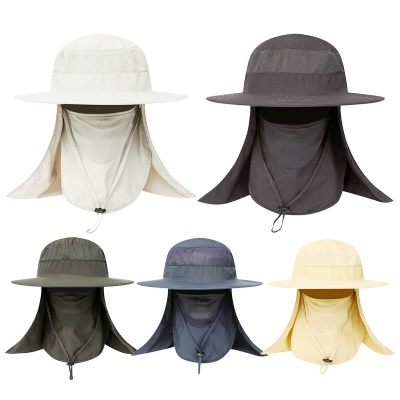 Wide Brim Sun Hat with Face Neck Flaps