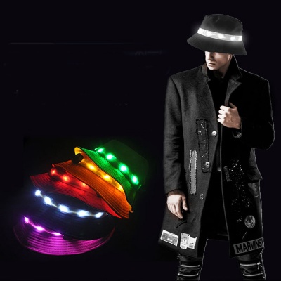 LED Flashlight Bucket Fishing Hat