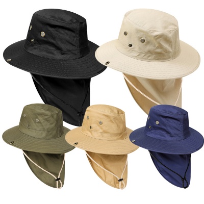 Wide Brim Boonie Bucket Hat with Neck Flap