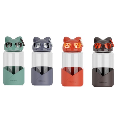 Cat Glass Water Bottle Cup Mug with Silicone Sleeve