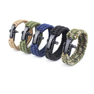 Paracord Survival Bracelet with Black Bow Shackle