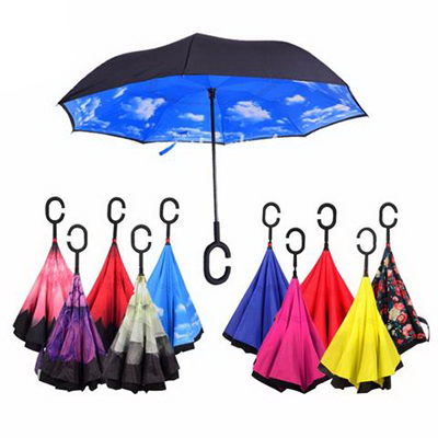 Windproof Inverted Umbrella with C-shaped Hand