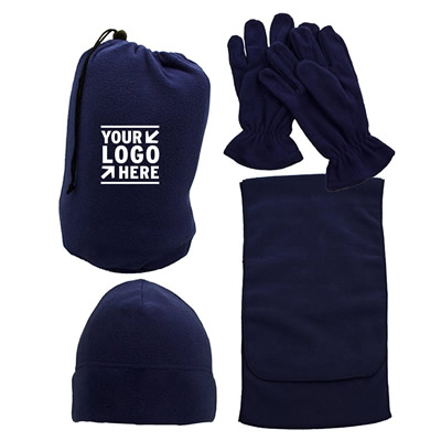 Solid Color Fleece Hat Scarf Glove Winter Set