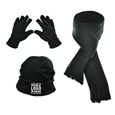 Winter Fleece Hat Gloves Scarf Set