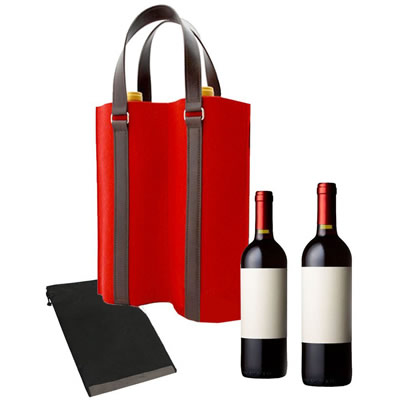 Felt Double Wine Bottle Tote Bag With Handles