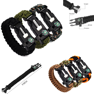 5 IN 1 Multifuctional Paracord Bracelet Outdoor Survival Kit