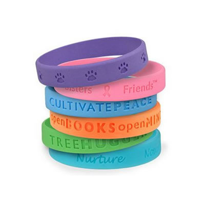 Silicone Debossed Ink Injected Wristband Bracelets