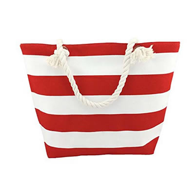 Large Striped Canvas Beach Bag