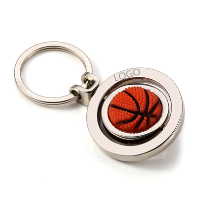Rotary Basketball Metal Pendant Keychain