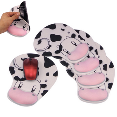 Cow Pattern Mouse Pad with Wrist Supports